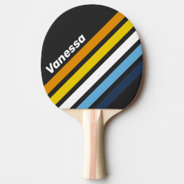 Kool Nacht Donker Gestreepte Strepen met Naam Tafeltennisbatje