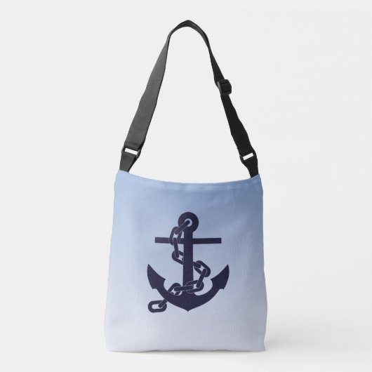 Kool Nautical Theme Anchor op Sky Blue Crossbody Tas (Voorkant)