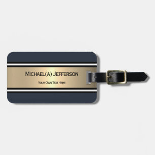 Kool Navy Donkerblauw Goud Streep Zwart Wit Accent Bagagelabel