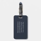 Kool Navy Donkerblauw Goud Streep Zwart Wit Accent Bagagelabel (Achterkant verticaal)
