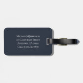 Kool Navy Donkerblauw Goud Streep Zwart Wit Accent Bagagelabel (Achterkant horizontaal)