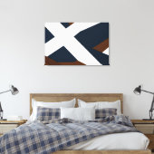 Kool Navy Wit Bruin Gelaagde Abstracte Canvas Afdruk (Insitu (Slaapkamer))