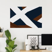 Kool Navy Wit Bruin Gelaagde Abstracte Poster (Thuiskantoor)