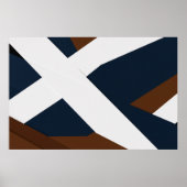 Kool Navy Wit Bruin Gelaagde Abstracte Poster (Voorkant)
