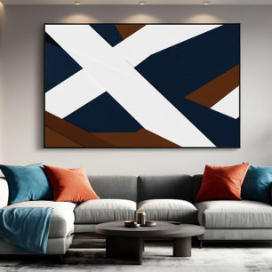 Kool Navy Wit Bruin Gelaagde Abstracte Poster