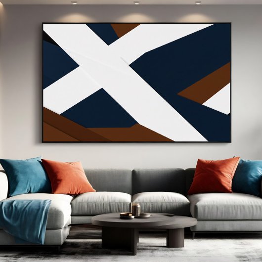 Kool Navy Wit Bruin Gelaagde Abstracte Poster