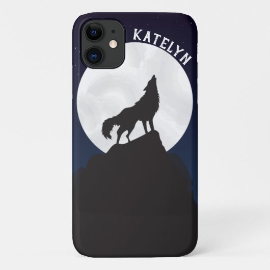 Kool Night Sky Moon met gepersonaliseerde Wolf Case-Mate iPhone Case (Achterkant)