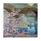 Kool-oosterse japanese Hasui kawase brug Tegeltje (Voorkant)