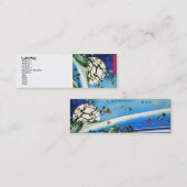 Kool-oosterse japanese hokusai volle maan waterval mini visitekaartje (Voorkant / Achterkant)