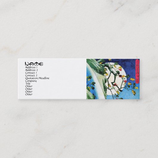 Kool-oosterse japanese hokusai volle maan waterval mini visitekaartje (Voorkant)