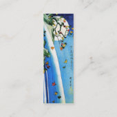 Kool-oosterse japanese hokusai volle maan waterval mini visitekaartje (Achterkant)
