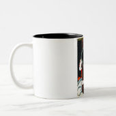 Kool-oosterse japanese kabuki-strijder tweekleurige koffiemok (Links)