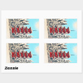 Kool-oosterse japanese kernoorse garnalenkunst rechthoekige sticker (Vel)