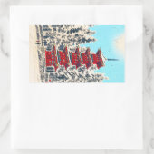 Kool-oosterse japanese kernoorse garnalenkunst rechthoekige sticker (Tas)