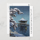 Kool-oosterse japanese zijdelingse winterkunst briefkaart (Voorkant / Achterkant)