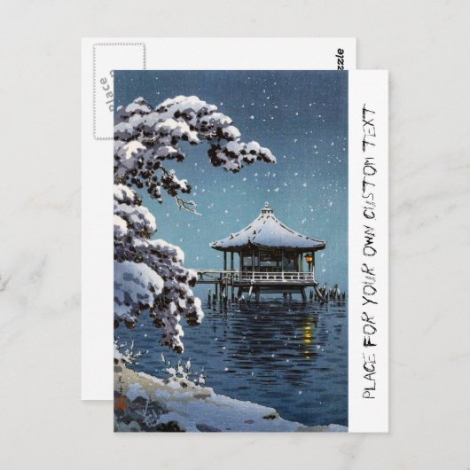 Kool-oosterse japanese zijdelingse winterkunst briefkaart (Voorkant / Achterkant)