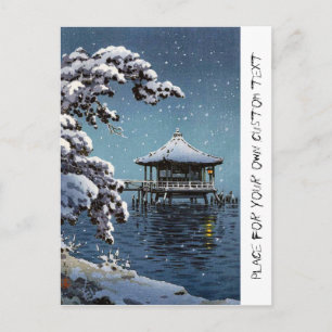 Kool-oosterse japanese zijdelingse winterkunst briefkaart