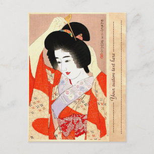 Kool-oosterse japanse klassieke geisha lady art. briefkaart