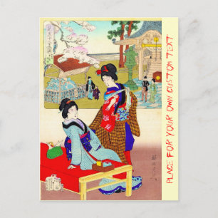 Kool-oosterse japanse klassieke geisha lady art. briefkaart