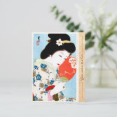 Kool-oosterse japanse klassieke geisha lady art. briefkaart (Staand voorkant)