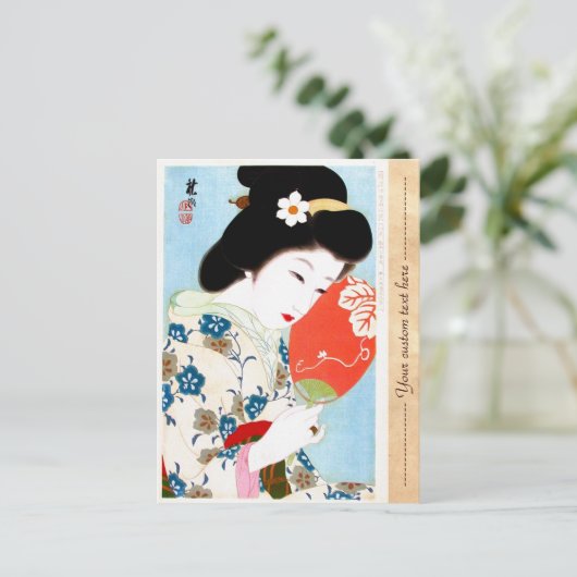 Kool-oosterse japanse klassieke geisha lady art. briefkaart (Staand voorkant)