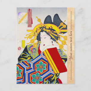 Kool-oosterse japanse klassieke geisha lady art. briefkaart
