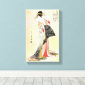 Kool-oosterse japanse klassieke geisha lady art. canvas afdruk (Insitu (Houten vloer))