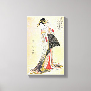 Kool-oosterse japanse klassieke geisha lady art. canvas afdruk
