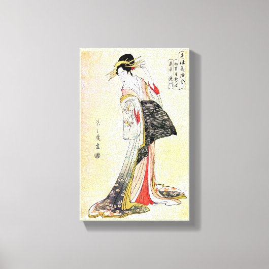 Kool-oosterse japanse klassieke geisha lady art. canvas afdruk (Voorkant)