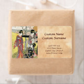 Kool-oosterse japanse klassieke geisha lady art. etiket (Insitu)