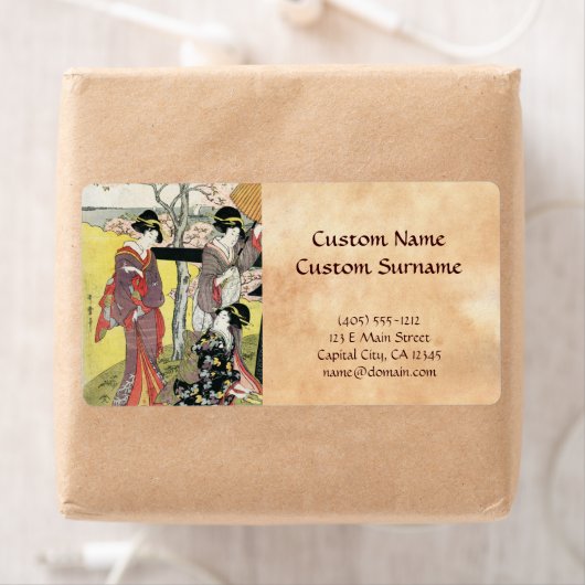 Kool-oosterse japanse klassieke geisha lady art. etiket (Insitu)