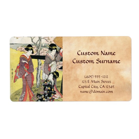 Kool-oosterse japanse klassieke geisha lady art. etiket (Voorkant)