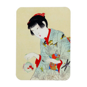 Kool-oosterse japanse klassieke geisha lady art. magneet
