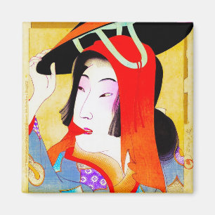 Kool-oosterse japanse klassieke geisha lady art. magneet