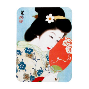 Kool-oosterse japanse klassieke geisha lady art. magneet