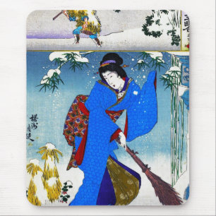 Kool-oosterse japanse klassieke geisha lady art. muismat