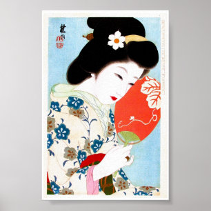 Kool-oosterse japanse klassieke geisha lady art. poster
