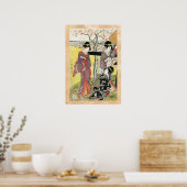 Kool-oosterse japanse klassieke geisha lady art. poster (Keuken)
