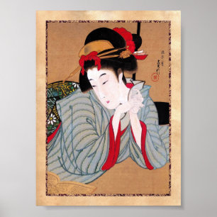 Kool-oosterse japanse klassieke geisha lady art. poster