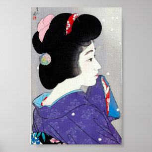 Kool-oosterse japanse klassieke geisha lady art. poster