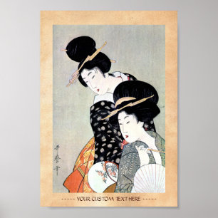 Kool-oosterse japanse klassieke geisha lady art. poster