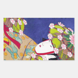 Kool-oosterse japanse klassieke geisha lady art. rechthoekige sticker