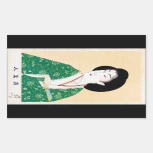 Kool-oosterse japanse klassieke geisha lady art. rechthoekige sticker