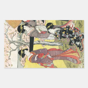Kool-oosterse japanse klassieke geisha lady art. rechthoekige sticker