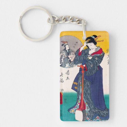 Kool-oosterse japanse klassieke geisha lady art. sleutelhanger (Voorkant)
