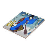 Kool-oosterse japanse klassieke geisha lady art. tegeltje (Zijkant)
