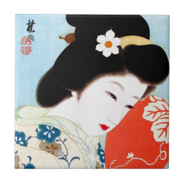 Kool-oosterse japanse klassieke geisha lady art. tegeltje