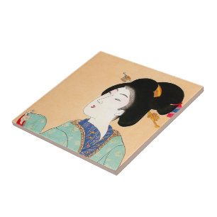 Kool-oosterse japanse klassieke geisha lady art. tegeltje