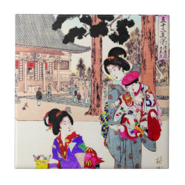 Kool-oosterse japanse klassieke geisha lady art. tegeltje
