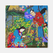 Kool-oosterse japanse mooie geisha tuinkunst magneet (Voorkant)